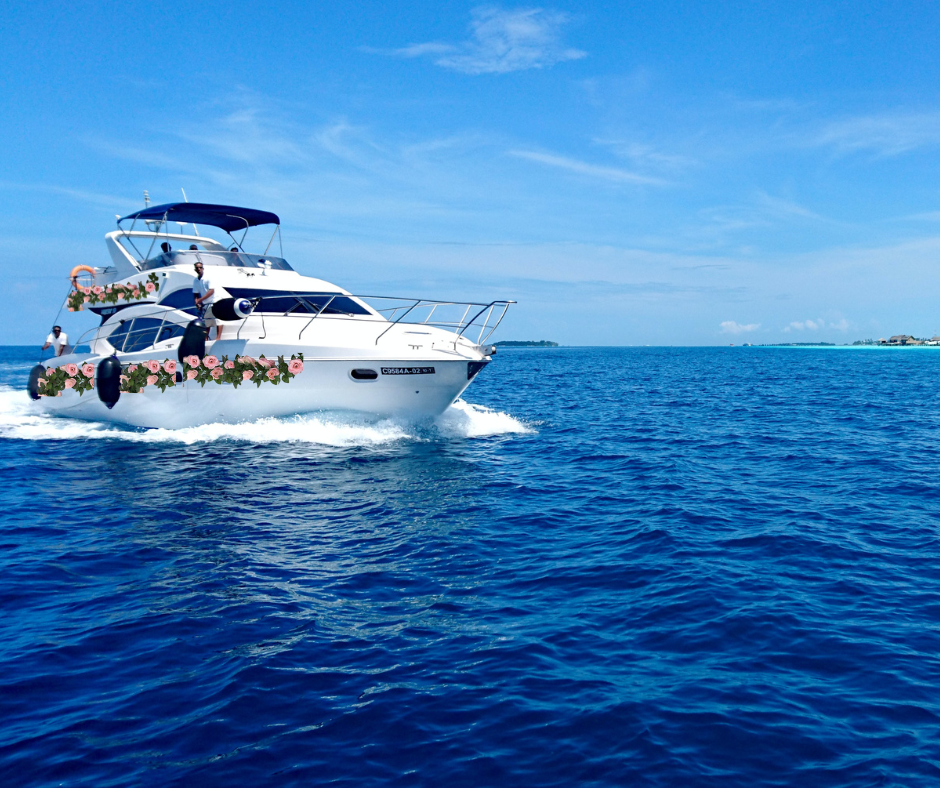 Nemocean Boat sailing in the mediterranean sea off the cost of Mallorca during a Farewell Ceremony of committing Ashes to the sea